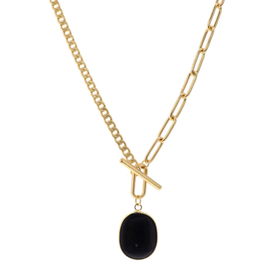 16" Jet Pendant Necklace, 3" Ext
