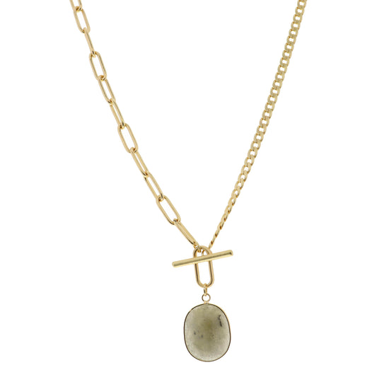 16" Labradorite Pendant Necklace, 3" Ext