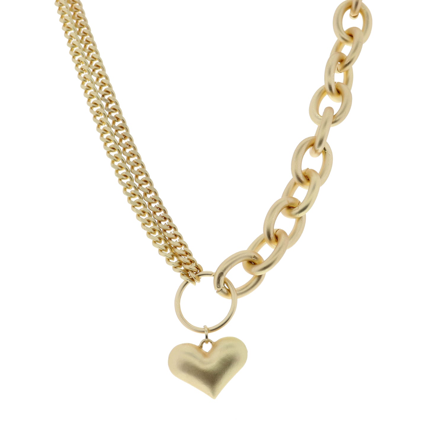 16" Matte Heart Necklace, 3" Ext