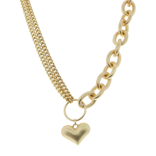 16" Matte Heart Necklace, 3" Ext