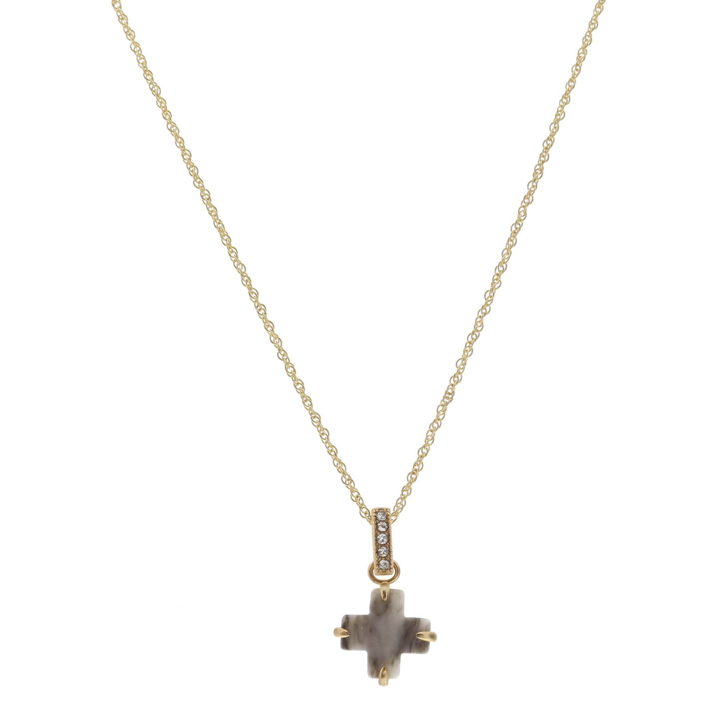 16" Grey Cross Necklace, 3" Ext