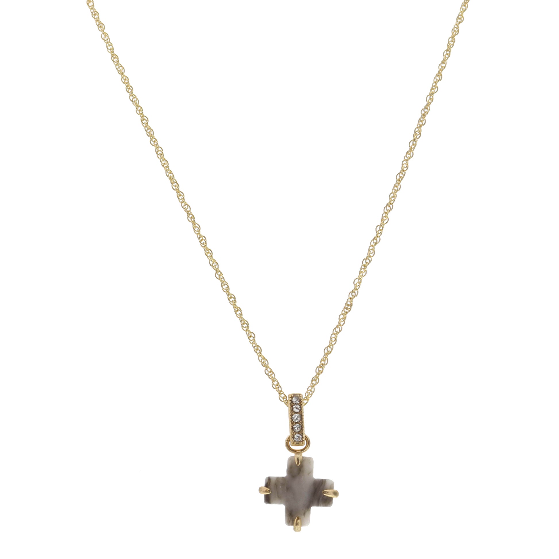 16" Grey Cross Necklace, 3" Ext