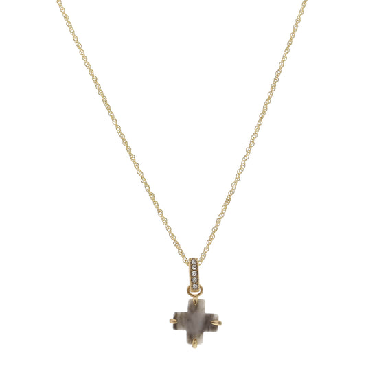 16" Grey Cross Necklace, 3" Ext