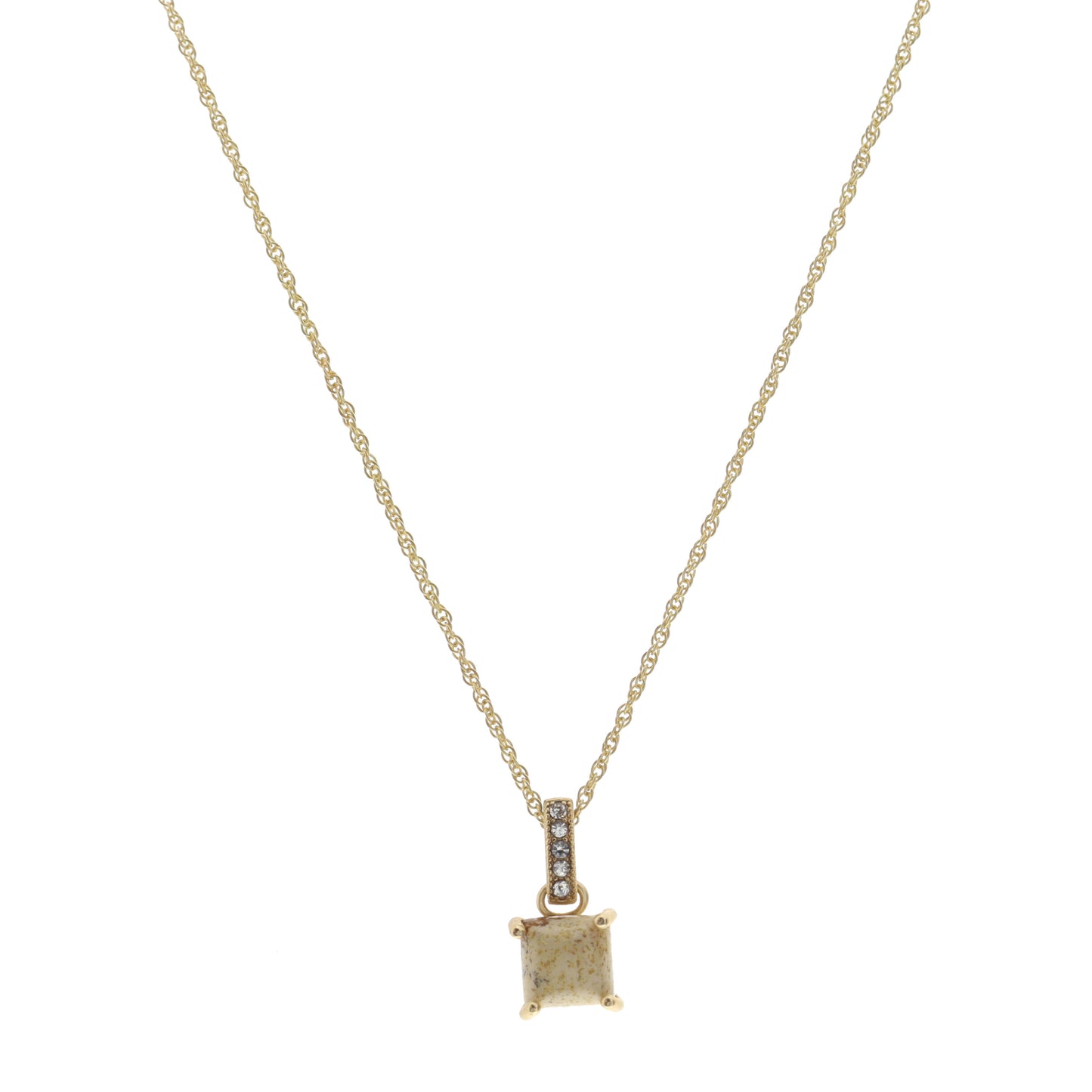 16" Picture Jasper Square Necklace, 3" Ext