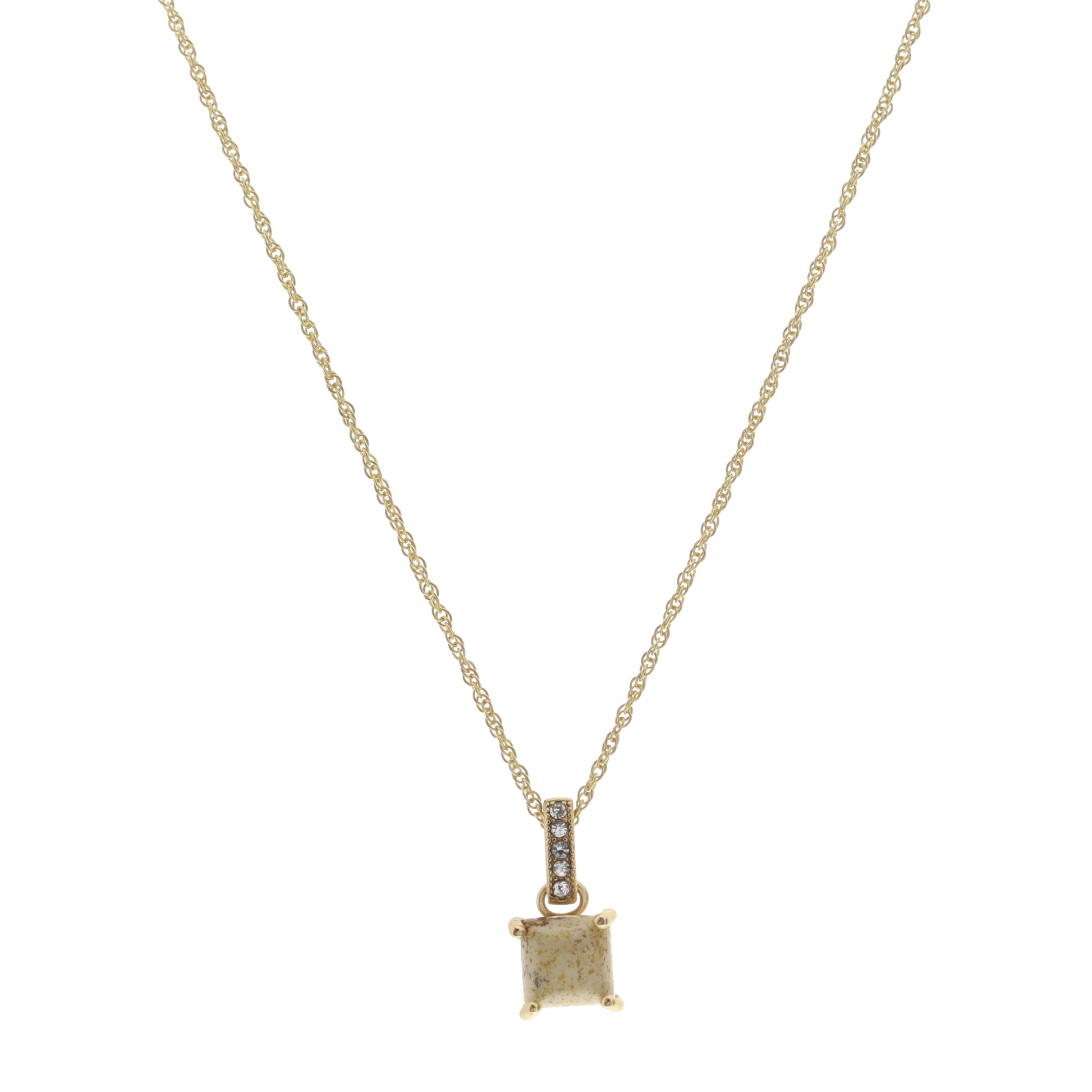 16" Picture Jasper Square Necklace, 3" Ext