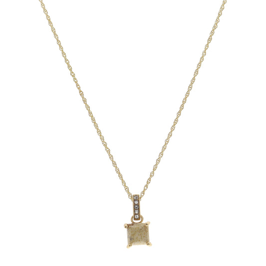 16" Picture Jasper Square Necklace, 3" Ext