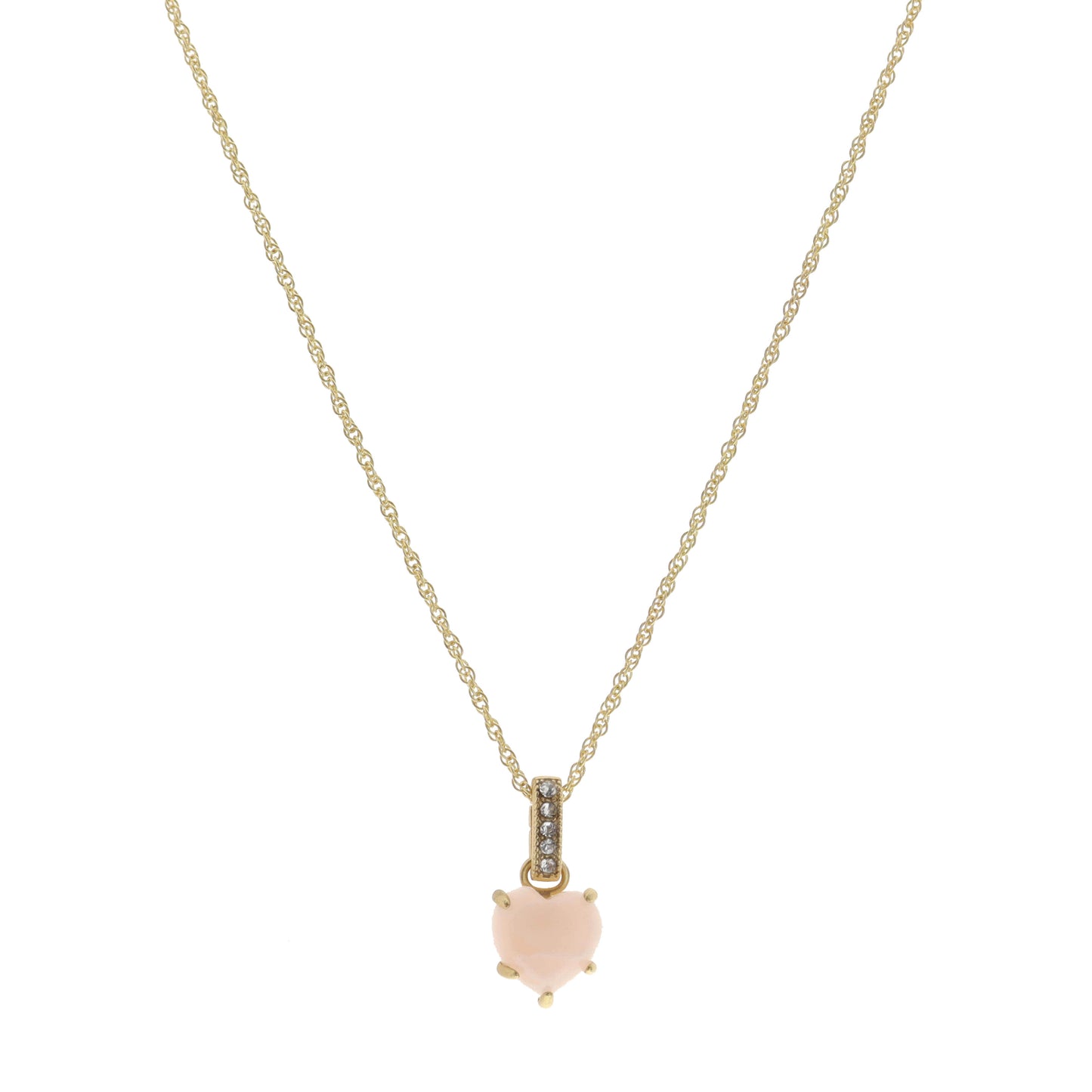 16" Rose Quartz Heart Necklace, 3" Ext