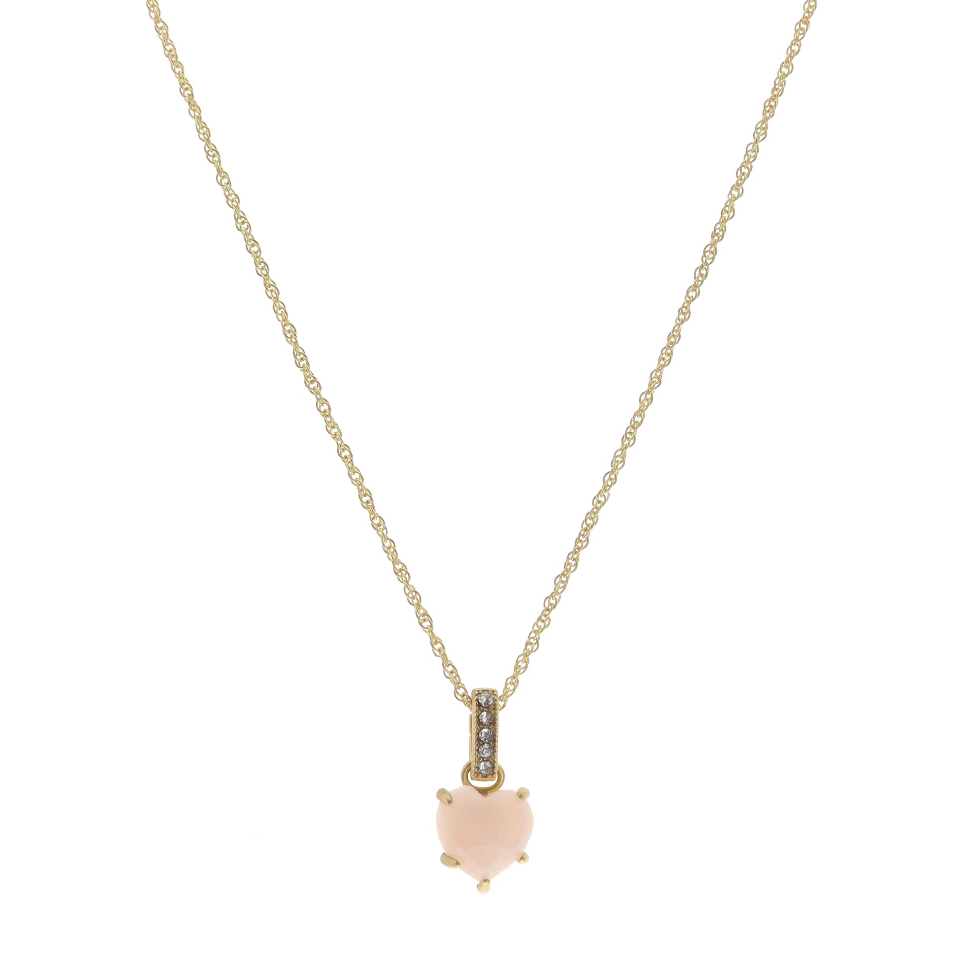 16" Rose Quartz Heart Necklace, 3" Ext