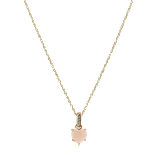 16" Rose Quartz Heart Necklace, 3" Ext