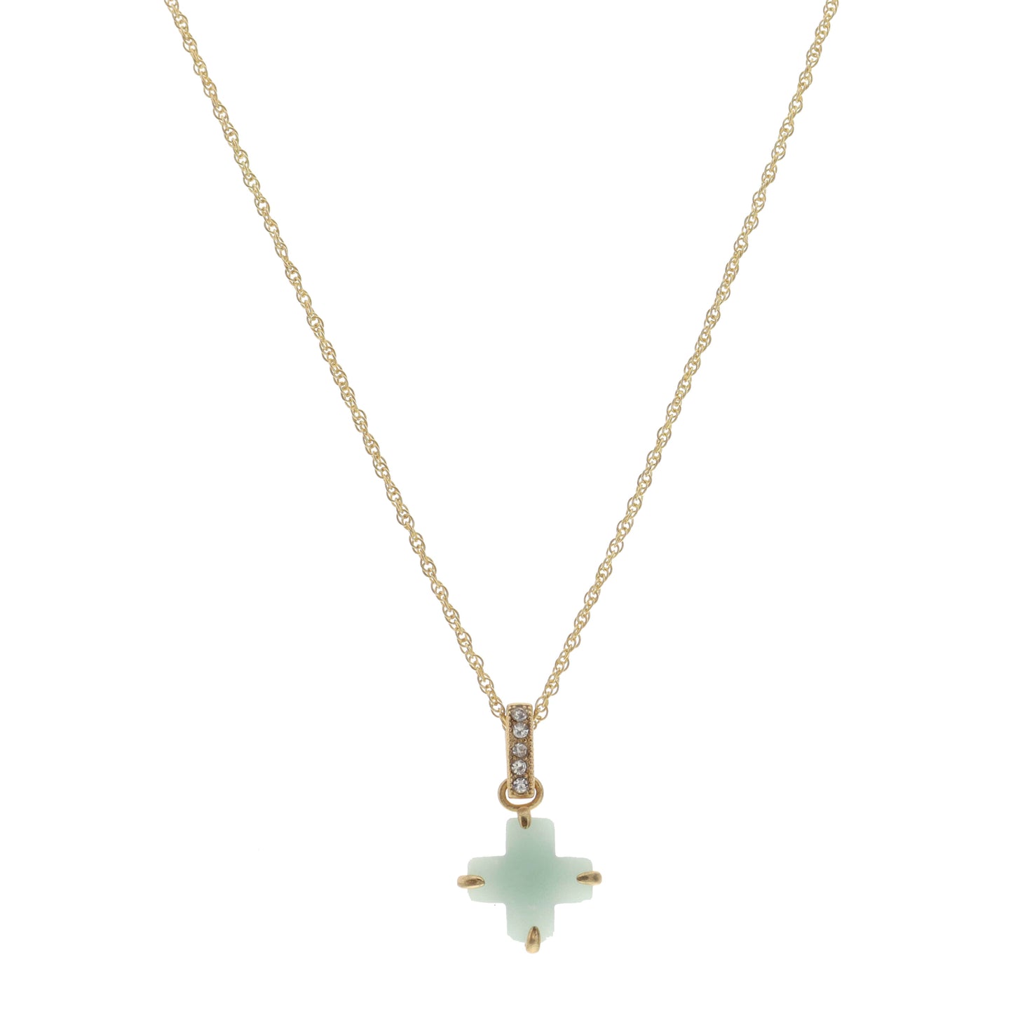 16" Amazonite Cross Necklace, 3" Ext