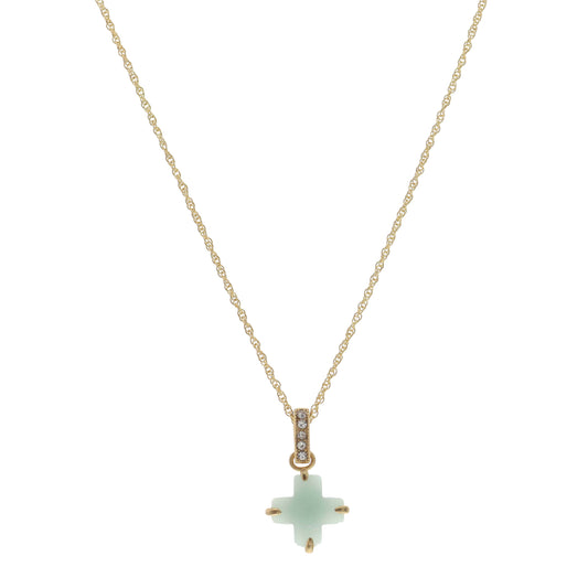 16" Amazonite Cross Necklace, 3" Ext