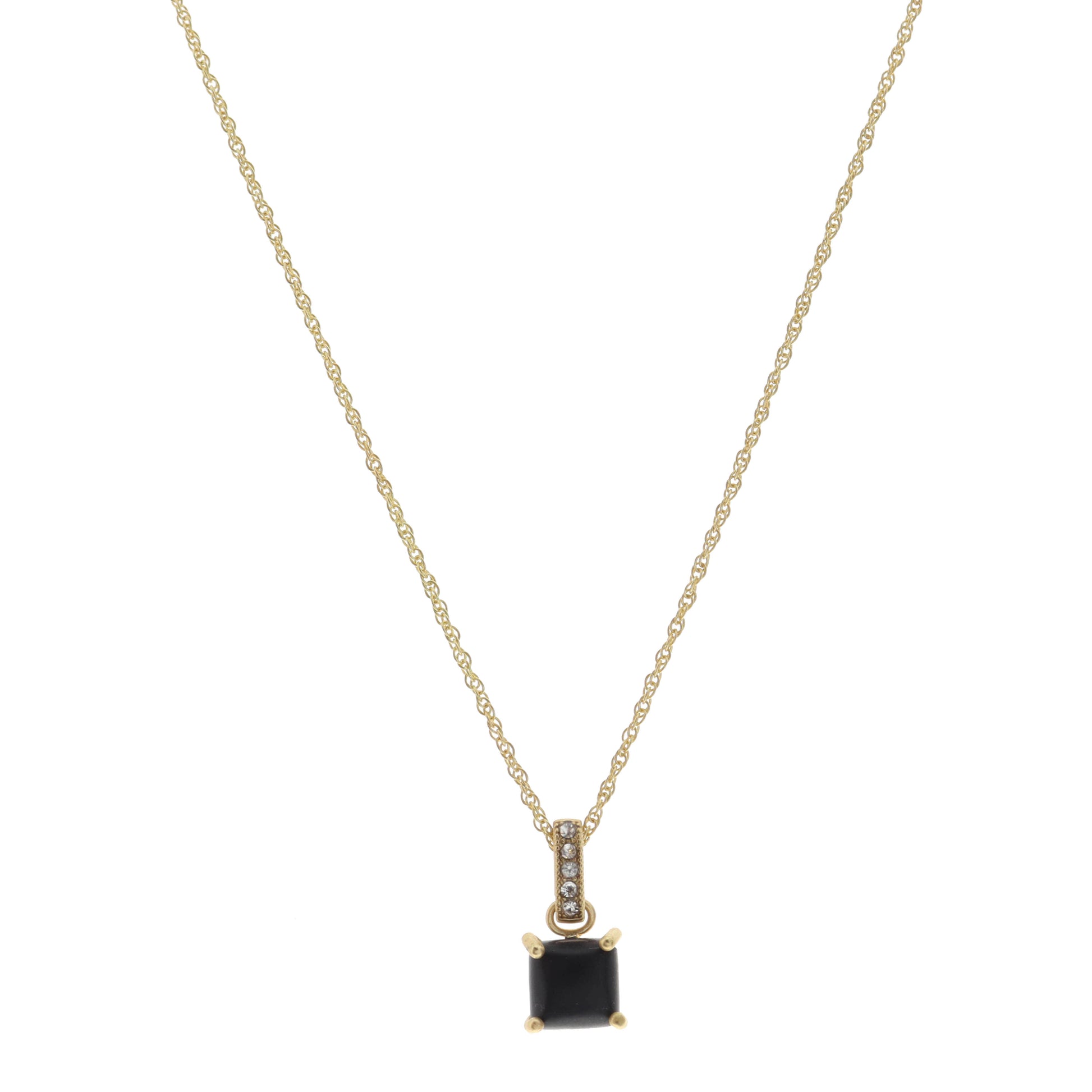 16" Jet Square Necklace, 3" Ext