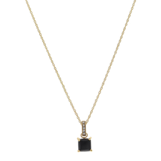 16" Jet Square Necklace, 3" Ext