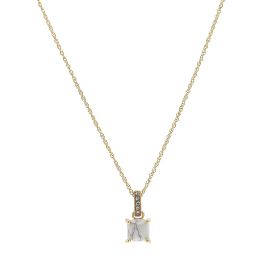 16" Howlite Square Necklace, 3" Ext