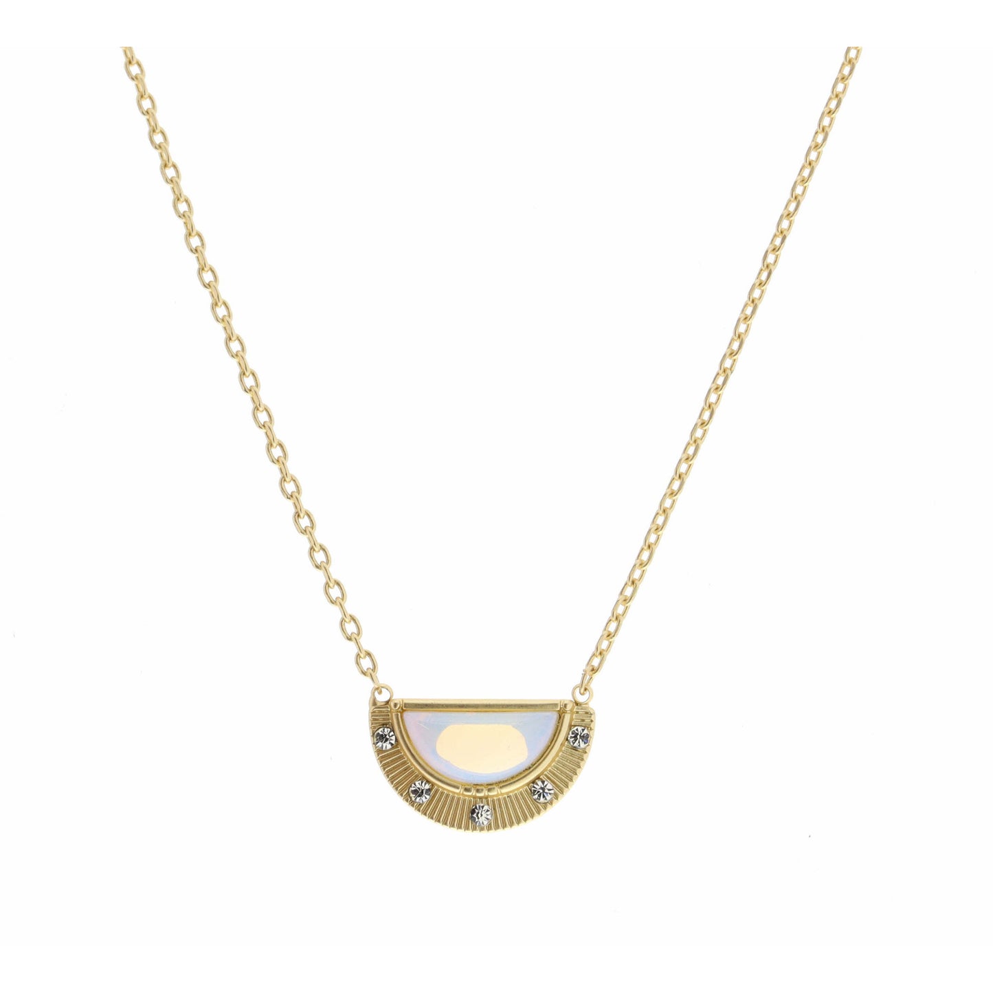 16" Half Circle with Half Circle Opalite Necklace, 3" Ext