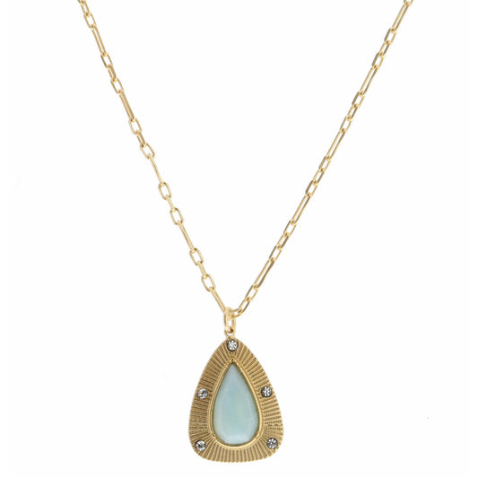 16" Teardrop with Center Amazonite Teardrop Necklace, 3" Ext