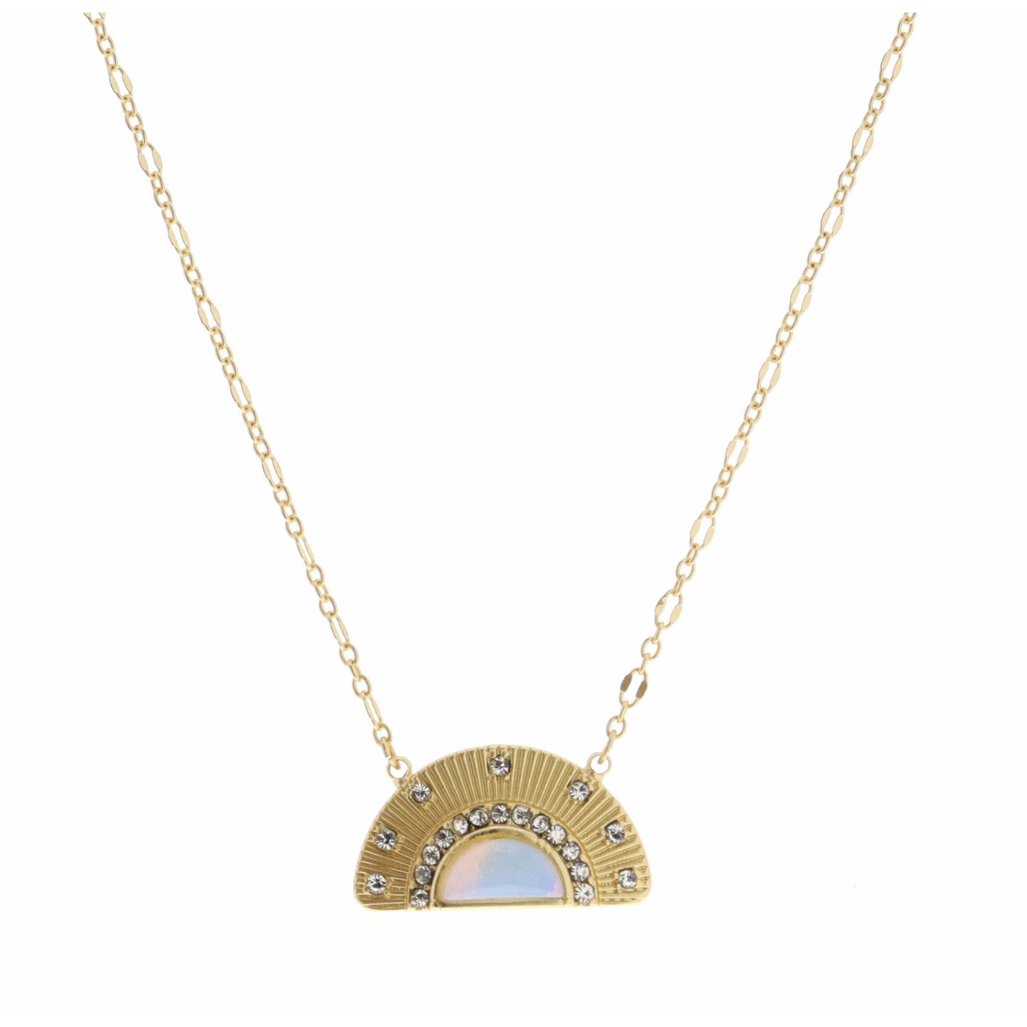 16" Arch with Half Circle Opalite Necklace, 3" Ext