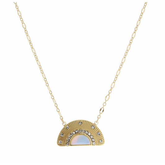 16" Arch with Half Circle Opalite Necklace, 3" Ext