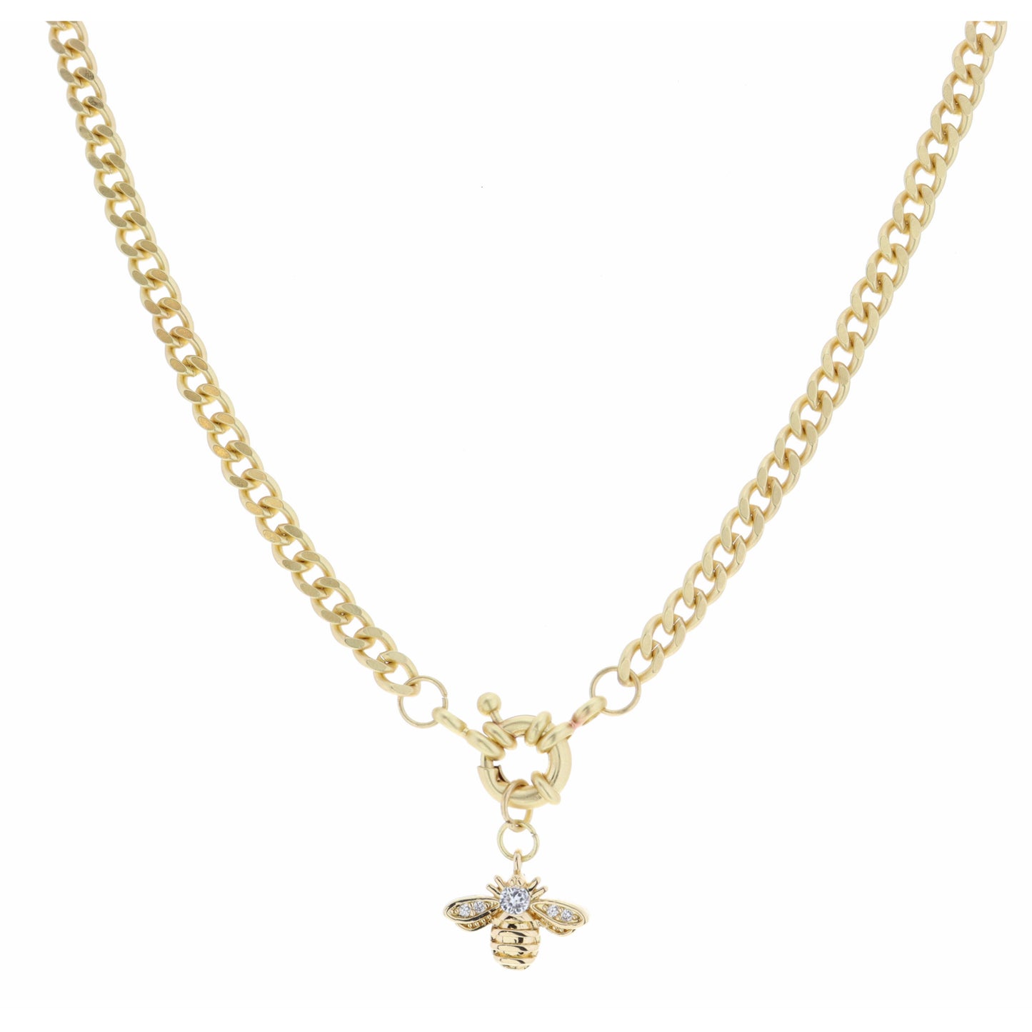14.5" Clear Crystal and Gold Bee Necklace
