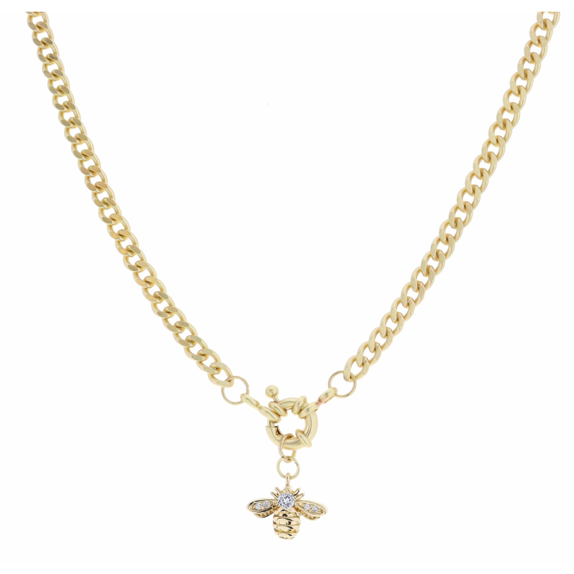 14.5" Clear Crystal and Gold Bee Necklace