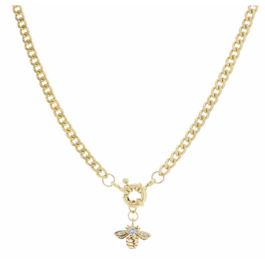 14.5" Clear Crystal and Gold Bee Necklace
