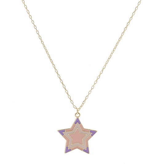 Kids 14" Lavender & Pink Enamel Star Necklace, 3" Ext