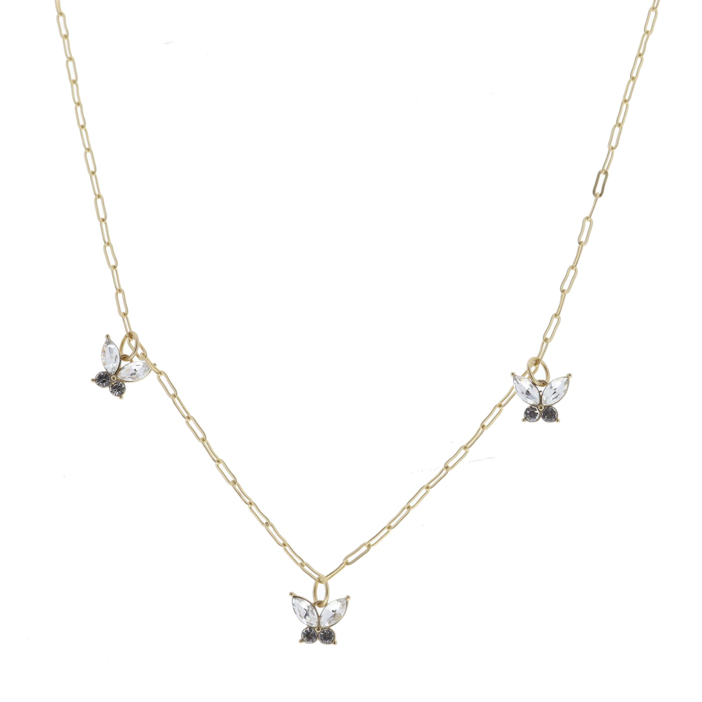 Multi Clear Crystal Butterfly Stations Necklace