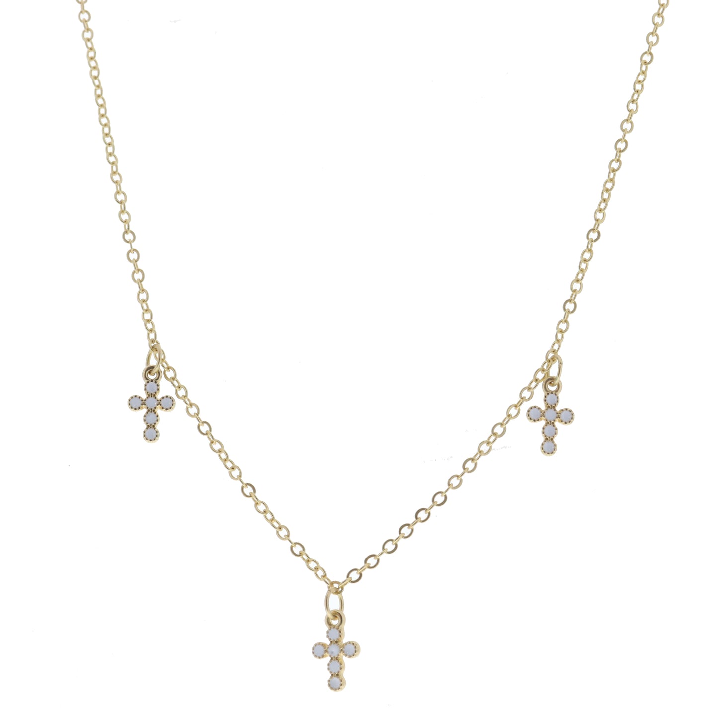 Multi White Enamel Circle Cross Stations Necklace