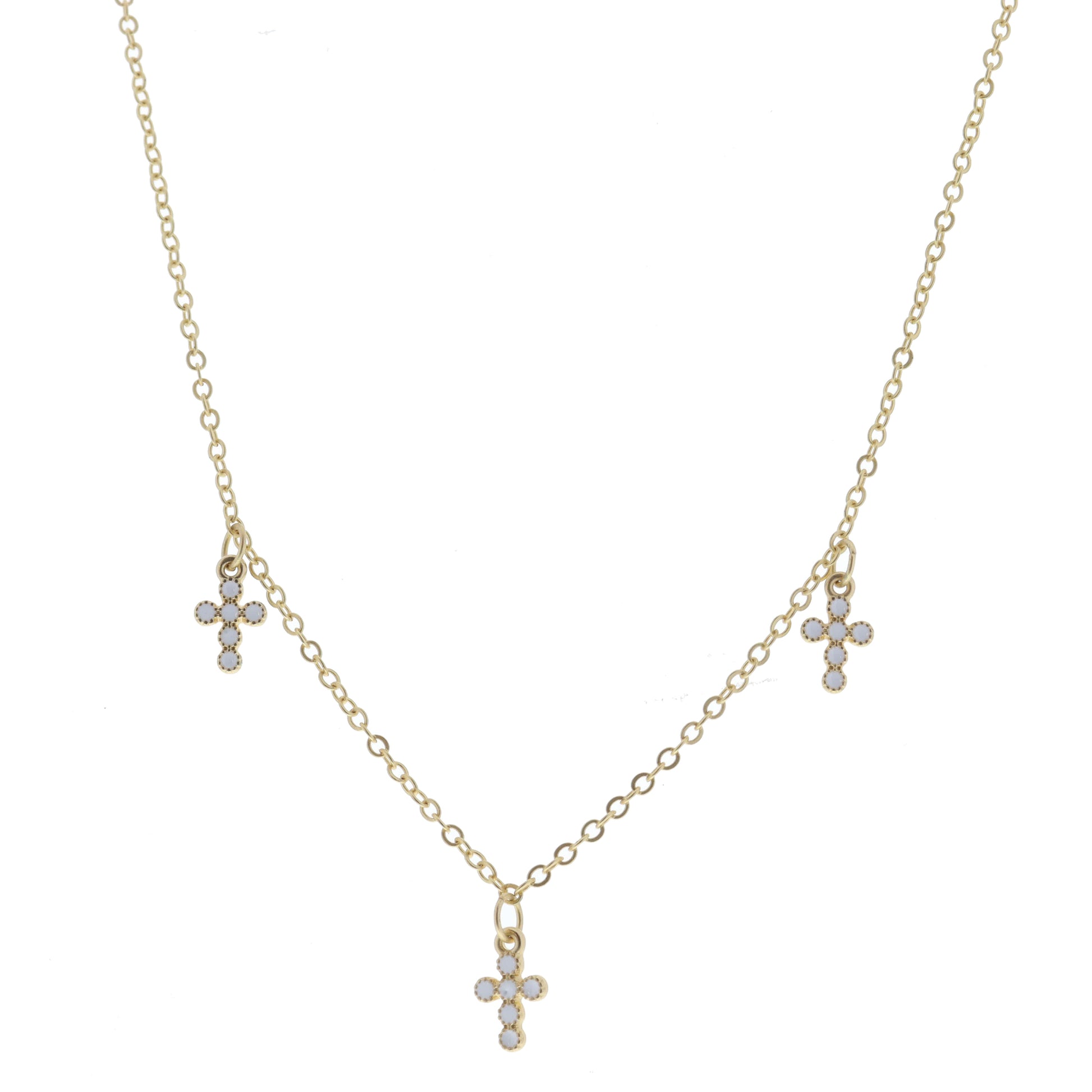 Multi White Enamel Circle Cross Stations Necklace