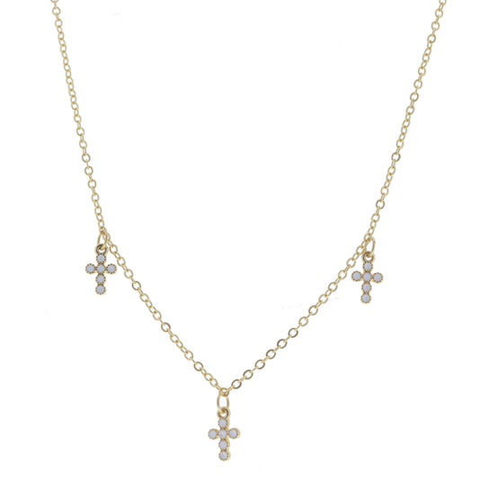 Multi White Enamel Circle Cross Stations Necklace