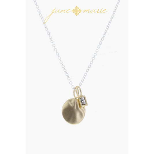 Gold Decorative Diamond with Opalite Diamond Center, Crystal Necklace