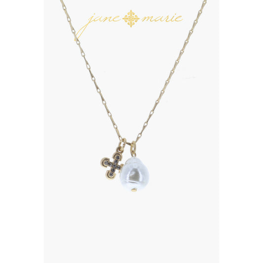 Gold Decorative Diamond with Clear Crystal Oval, Clear Crystal Necklace