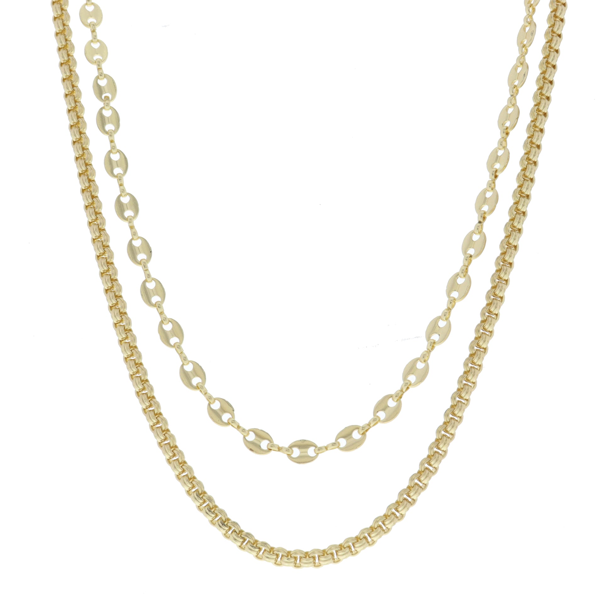 2 Strand, Gold Gucci Chain, Gold Decorative Rolo Chain Necklace