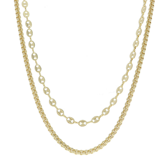 2 Strand, Gold Gucci Chain, Gold Decorative Rolo Chain Necklace