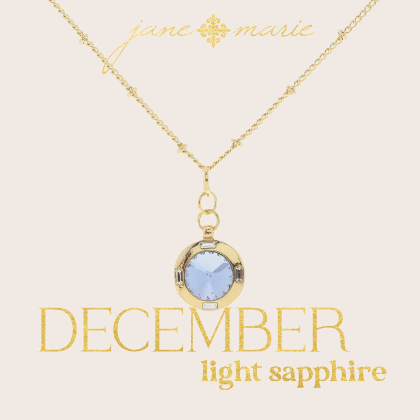 Circle Sapphire Crystal in Gold Setting with Crystal Accents Necklace