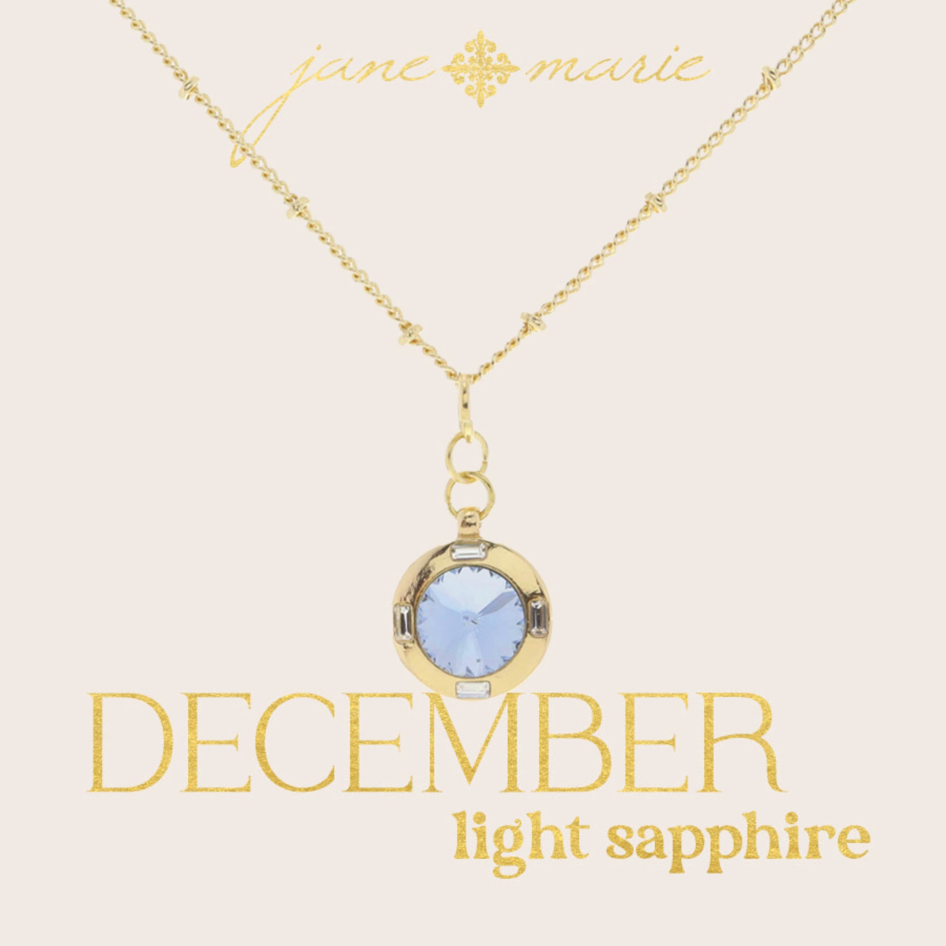 Circle Sapphire Crystal in Gold Setting with Crystal Accents Necklace