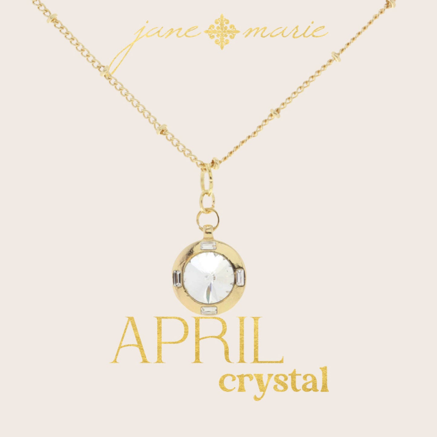 Circle Clear Crystal in Gold Setting with Clear Crystal Accents Necklace