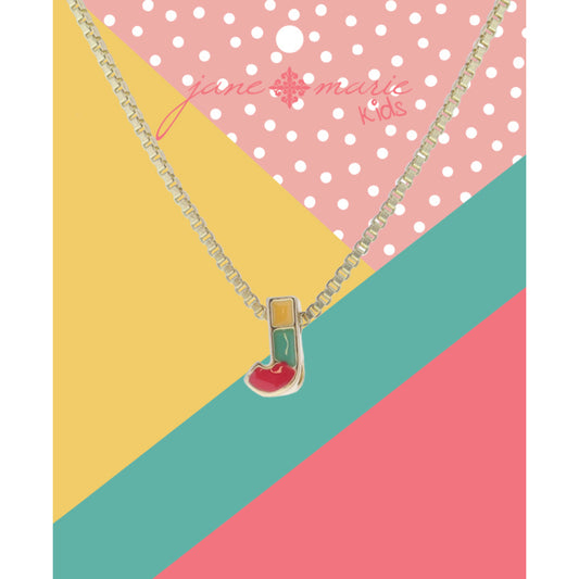 Kids Multi Enamel Colorblock "J" Initial Necklace