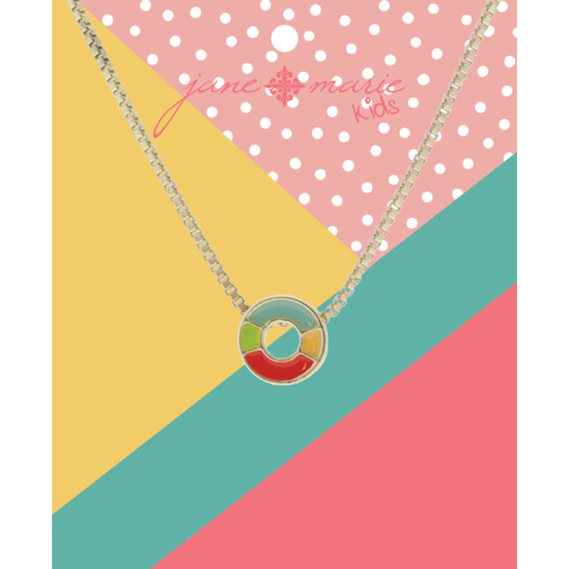 Kids Multi Enamel Colorblock "O" Initial Necklace