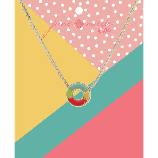 Kids Multi Enamel Colorblock "O" Initial Necklace
