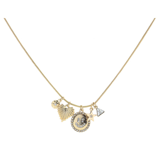 Gold Disc with Crystal, Heart, Crystal Happy Face Disc, Star with Crystal, Triangle Crystal Necklace