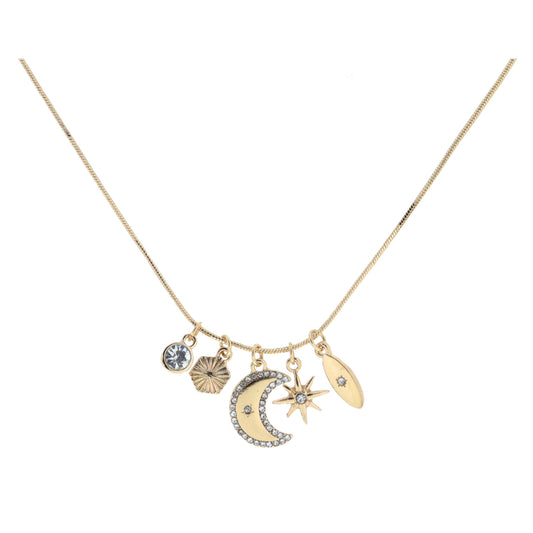 Crystal, Textured Hexagon, Crystal Crescent, Starburst with Crystal, Marquise with Crystal Necklace