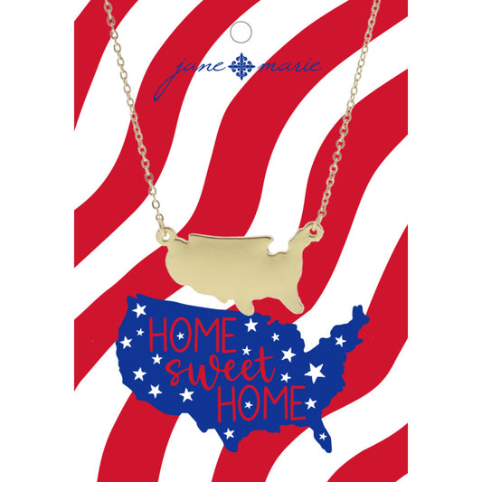 Gold America Necklace, .65" Top to Bottom