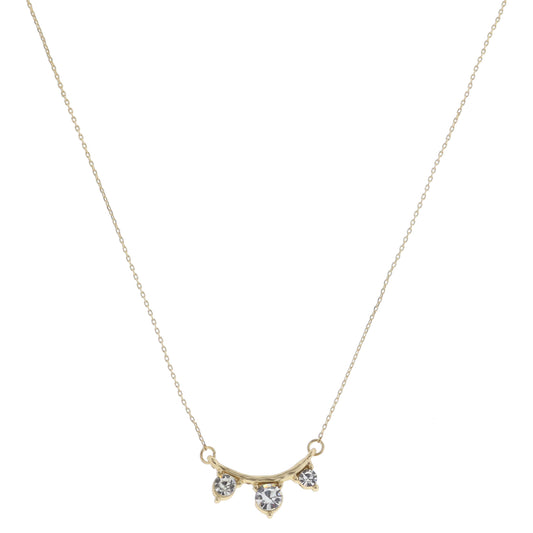 Curved Gold Bar with Bottom Center and Outer Crystals Necklace