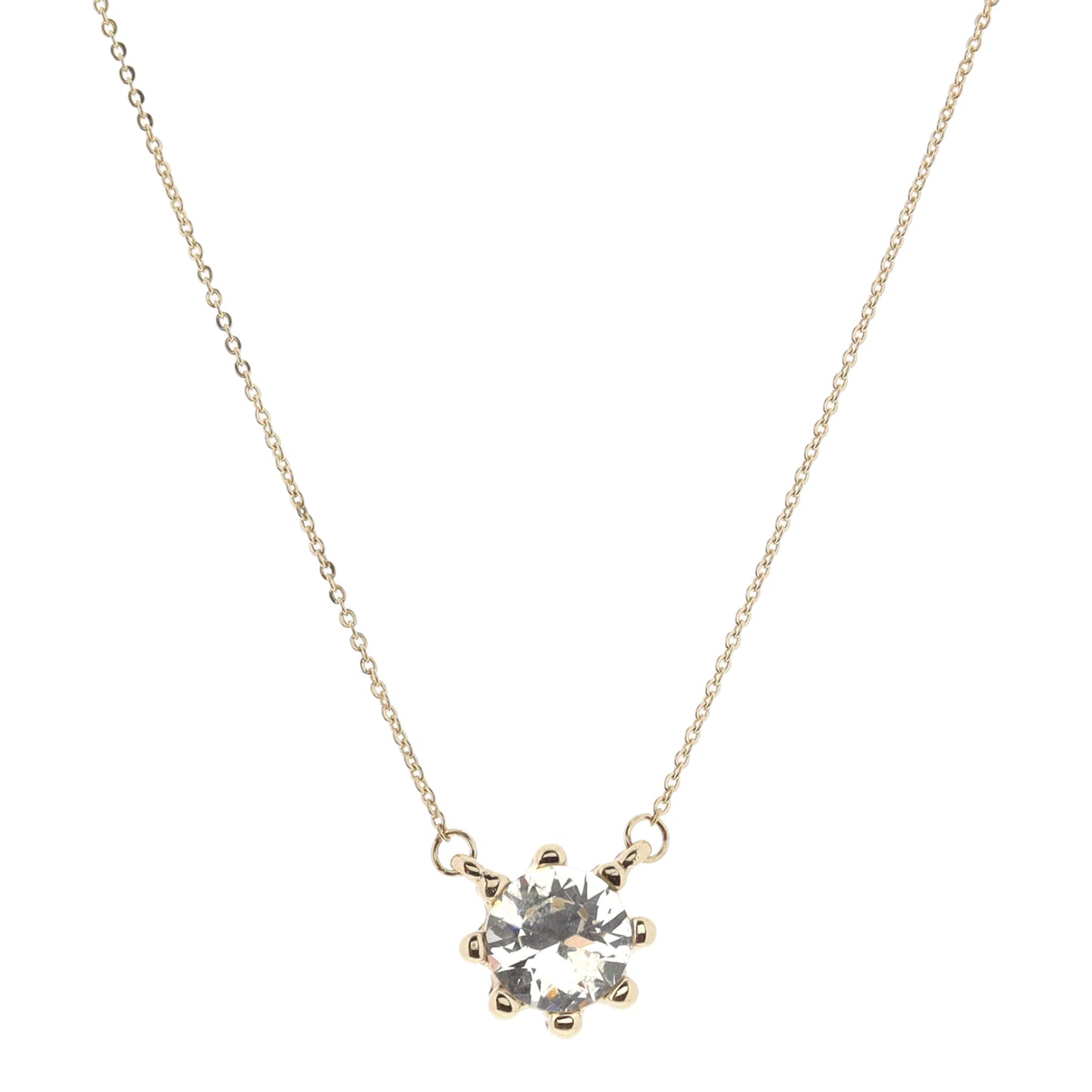 Circle Clear Crystal in Gold Stud Setting Necklace