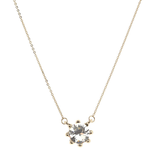 Circle Clear Crystal in Gold Stud Setting Necklace