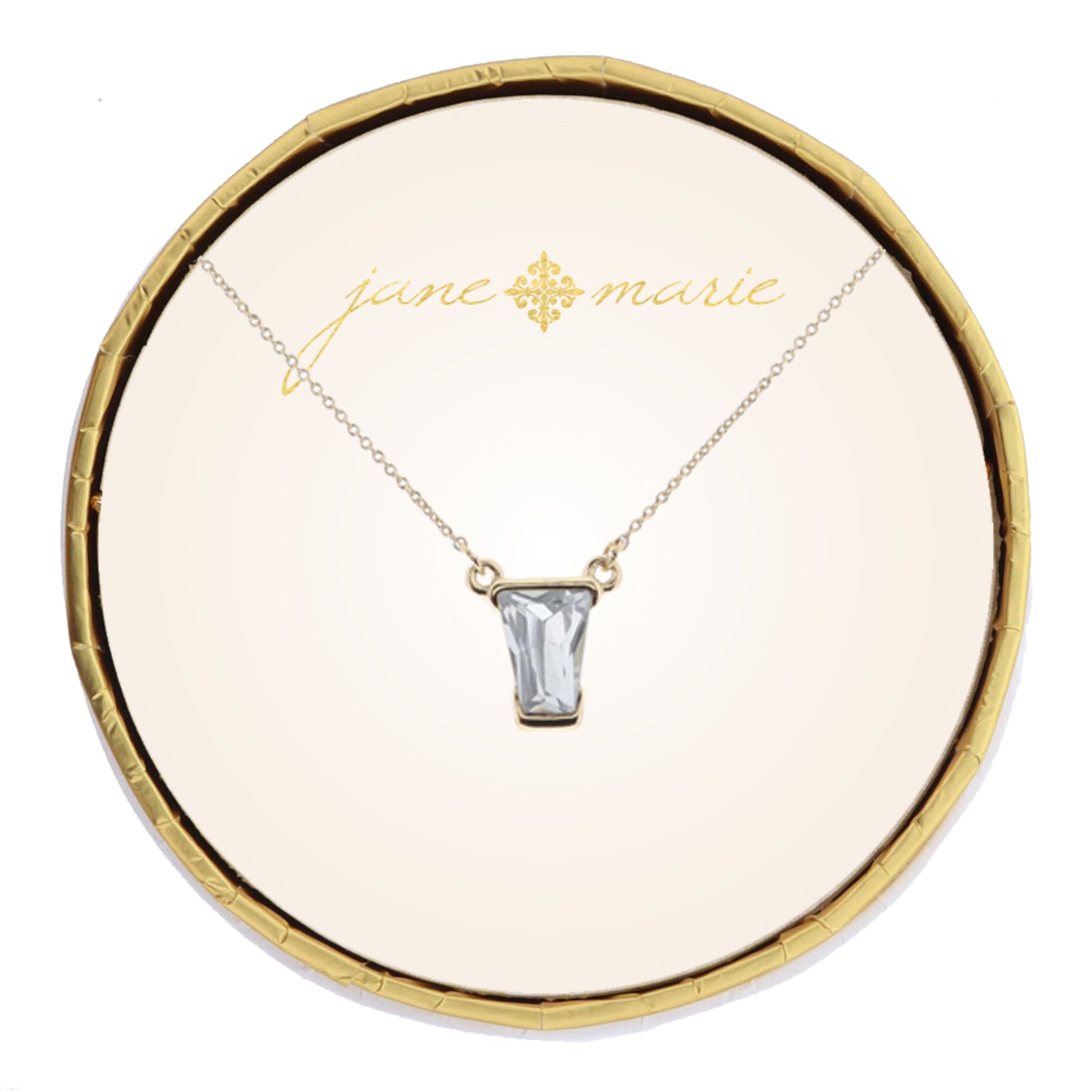 Cool Grey Trapezoid Crystal Necklace