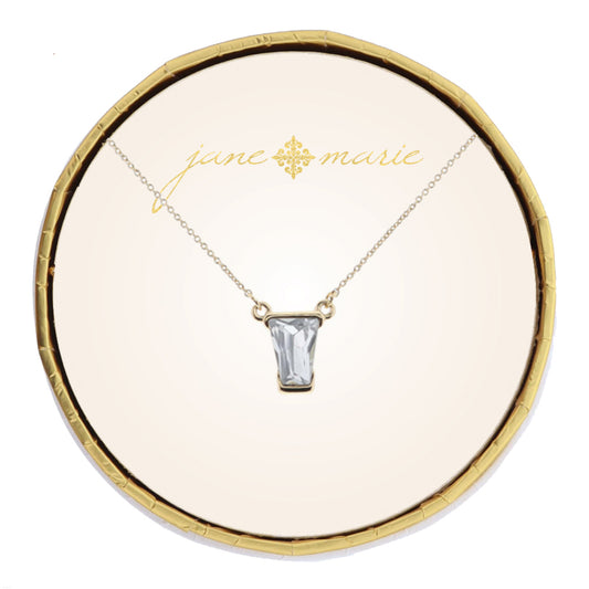 Cool Grey Trapezoid Crystal Necklace