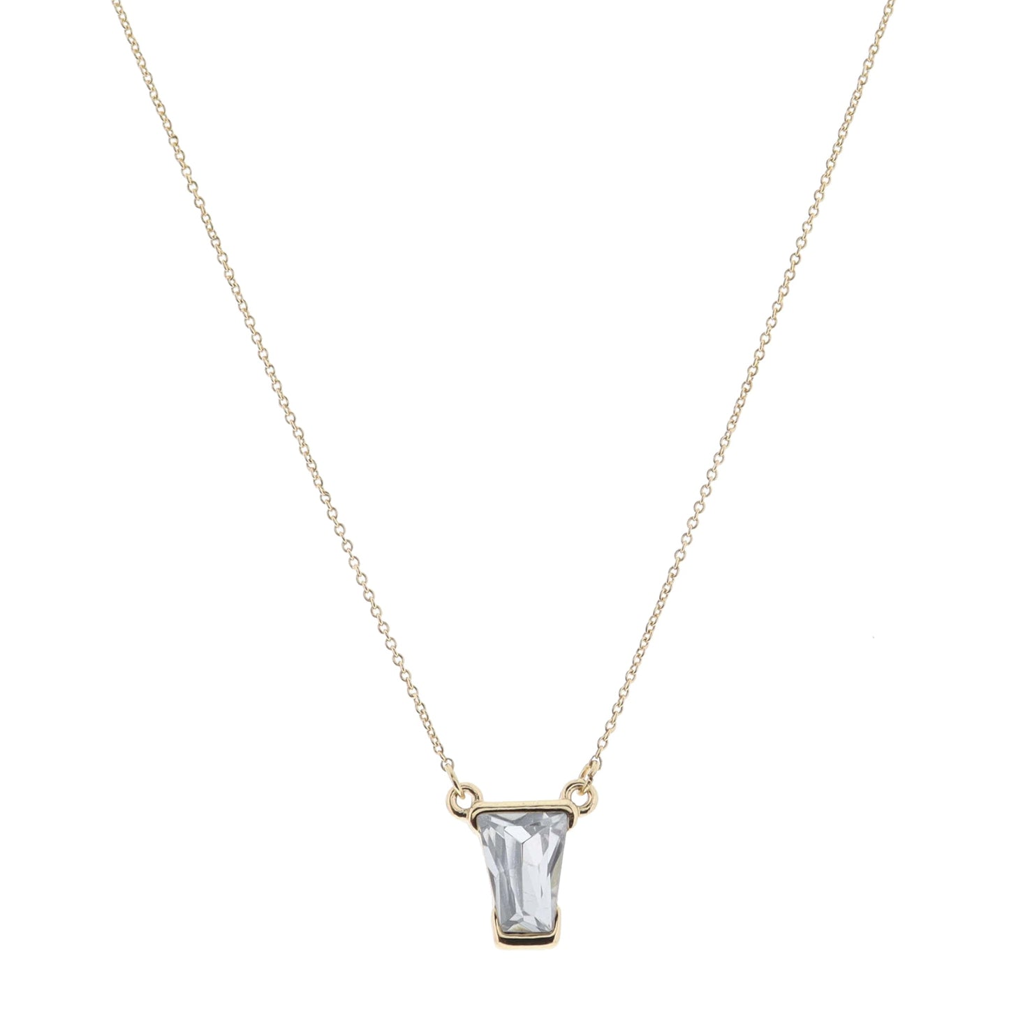 Cool Grey Trapezoid Crystal Necklace