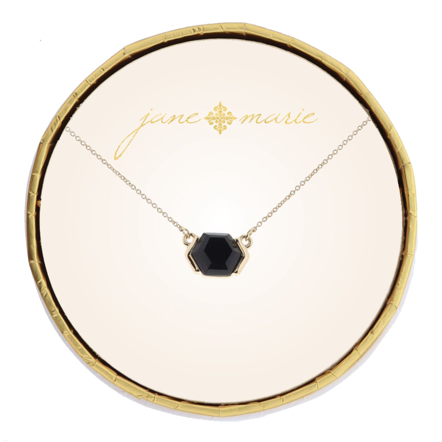 Jet Hexagon Crystal Necklace